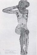 Egon Schiele Seated female nude with her right arm bent at the elbow oil painting reproduction